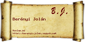 Berényi Jolán névjegykártya