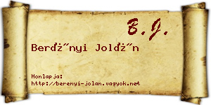 Berényi Jolán névjegykártya